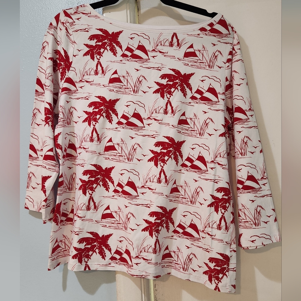 Women's Talbots Red and White Shirt, Large